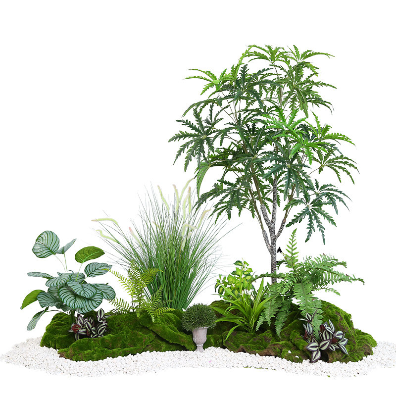 室内造景空间仿真绿植盆栽楼梯下拐角假树仿真树景V观植物装饰组