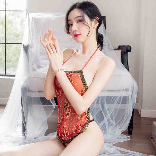 长夜漫漫性感内衣女士性感肚兜古典高档亮片绣花透明睡衣透视1142