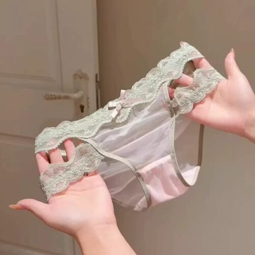 奶欲美人~ 性感纯欲风蕾丝内裤女低腰高开叉腿环透气棉质档三角裤