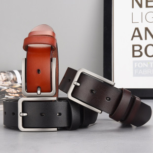 带一件代发 休闲商务牛皮针扣腰带皮裤 跨境网红新款 复古牛皮带男士
