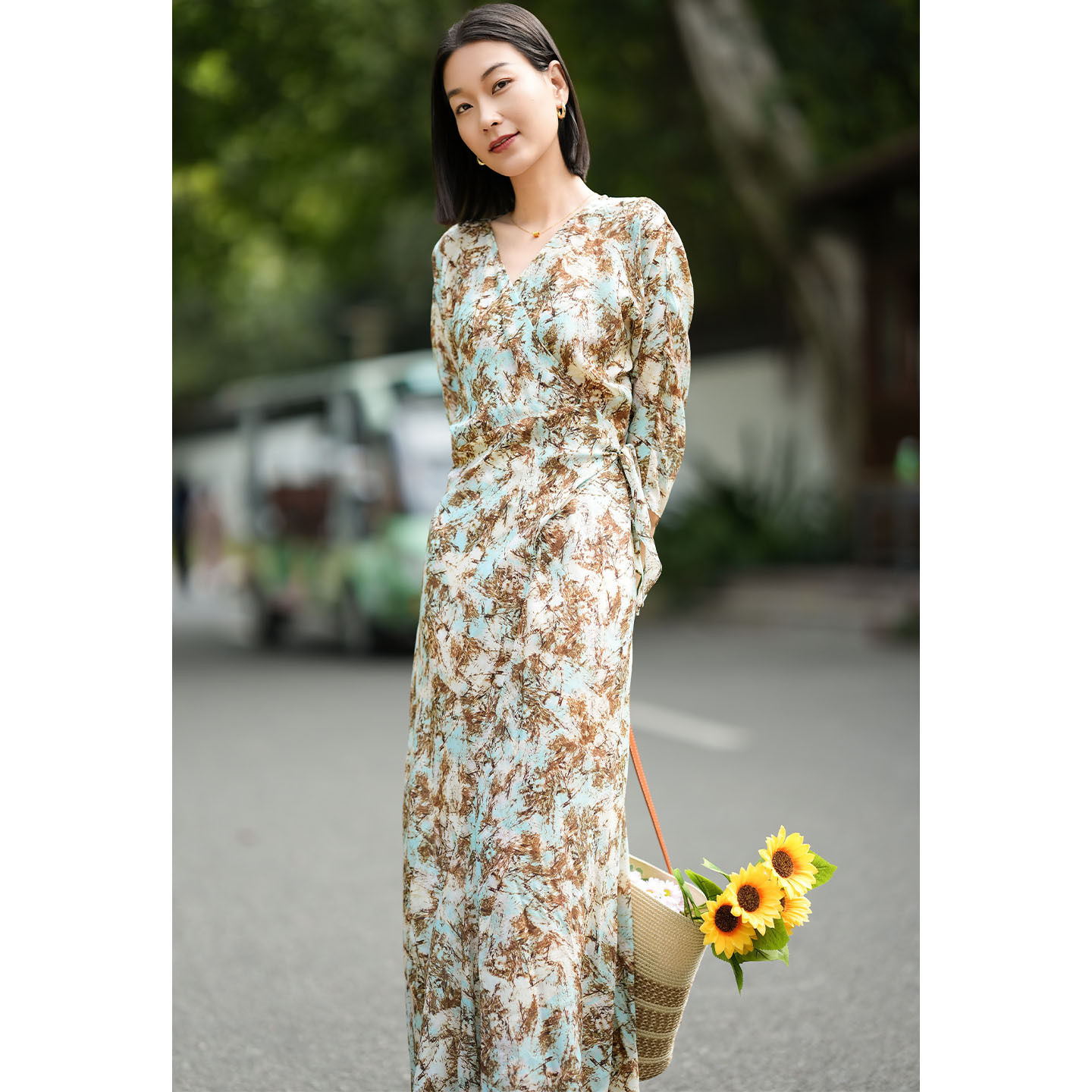 VANLOYA.连衣裙女夏长裙收腰法式茶歇裙高个子碎花桑蚕丝年轻款真