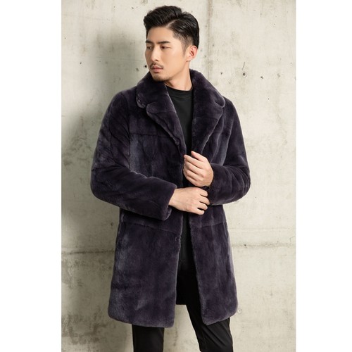 海宁獭兔毛绒皮草中长款大衣男