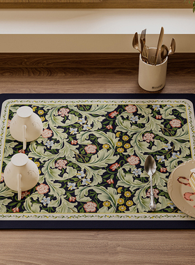 绿色厨房专用沥水垫台面硅藻泥吸水防滑速干垫子桌面碗盘隔热杯垫