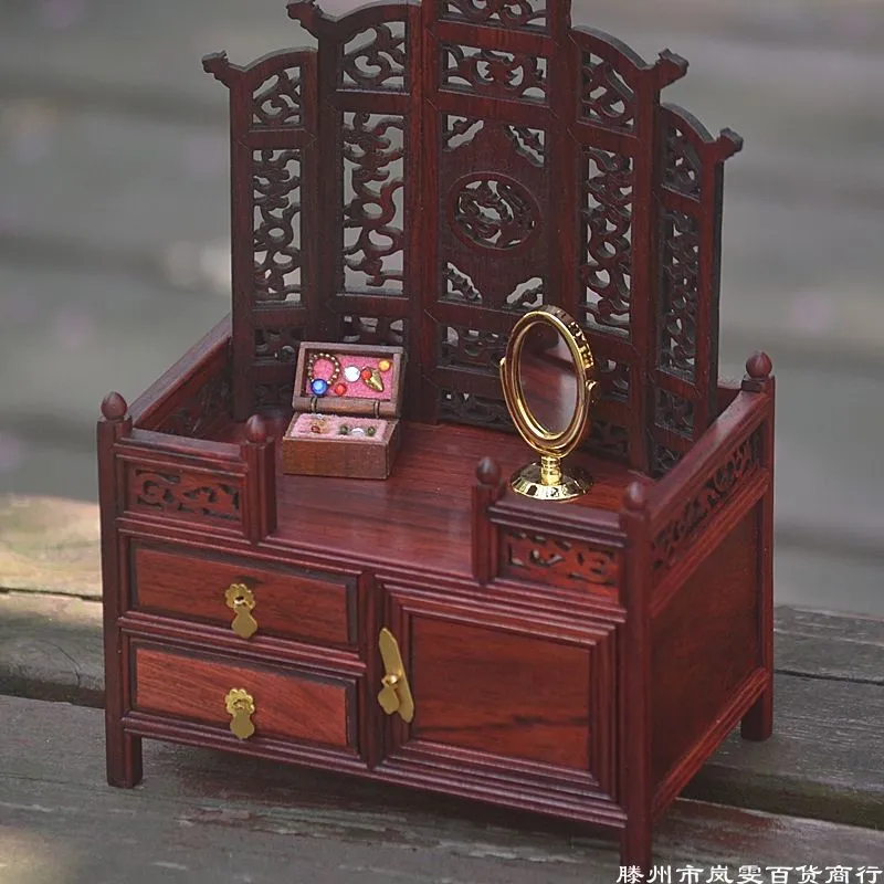古风娃娃屋微型家具模型道具 迷你微缩青花瓶台灯留声机抱枕镜子