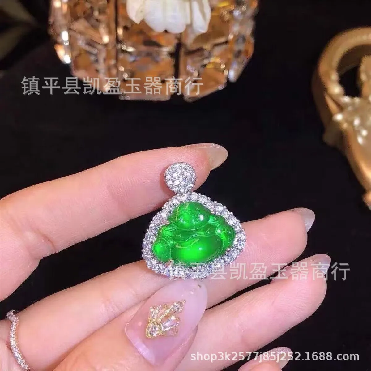 巴山翠佛公吊坠帝王绿满翠小佛挂件锁骨链危料翡翠玉项链女士