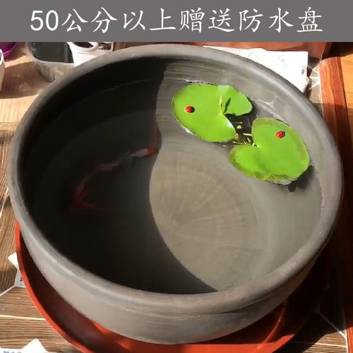 老北京鱼盆纯手工瓦盆澄浆泥瓦金鱼盆素盆虎头盆莲花缸瓦缸黑陶盆