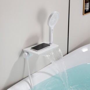 霖代卫浴浴缸龙头冷热明装入墙式淋浴花洒套件白色瀑布水龙头新品