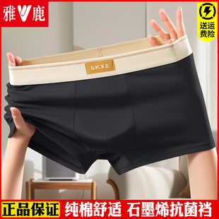 衩四角裤 雅鹿平角内裤 舒适短裤 纯棉抗菌透气青年男生加大码 头 男士