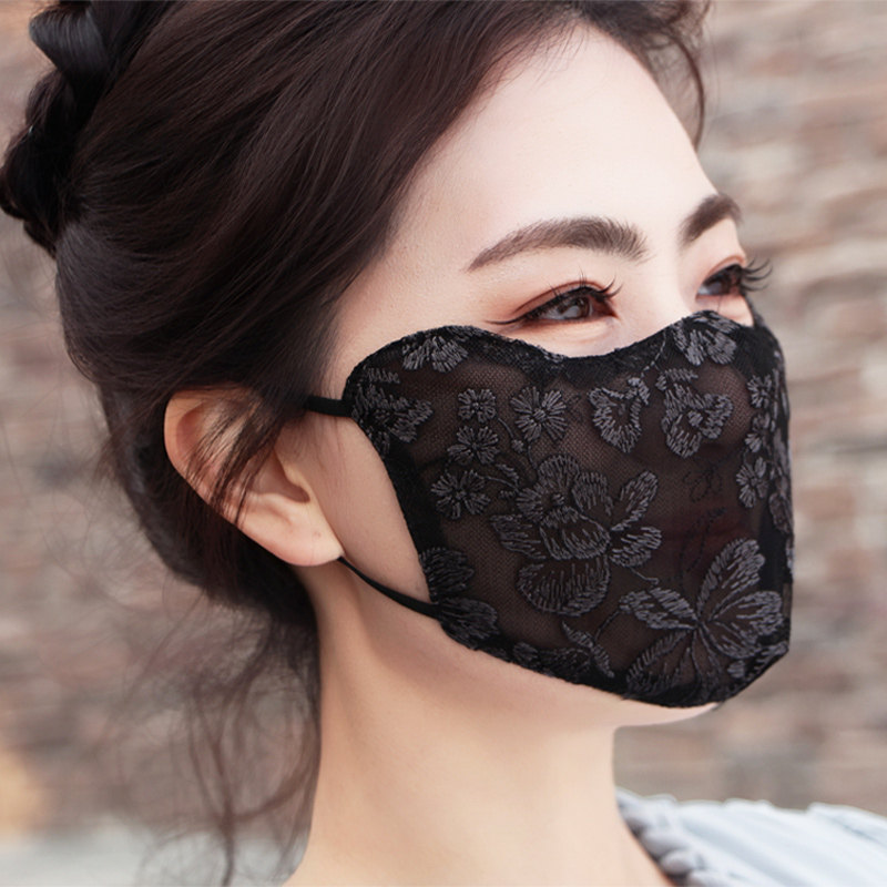 甜美显瘦薄蕾丝立体透气口罩立体