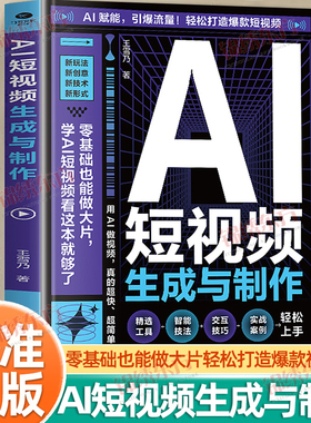 认准正版】AI短视频生成与制作正版视频剪辑从入门到精通AI赋能引爆流量轻松打造爆款短视频精选工具交互技巧智能技法实战案例书