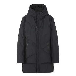 TONY WEAR/汤尼威尔男商务休闲秋冬黑色中长款带帽羽绒服外套包邮