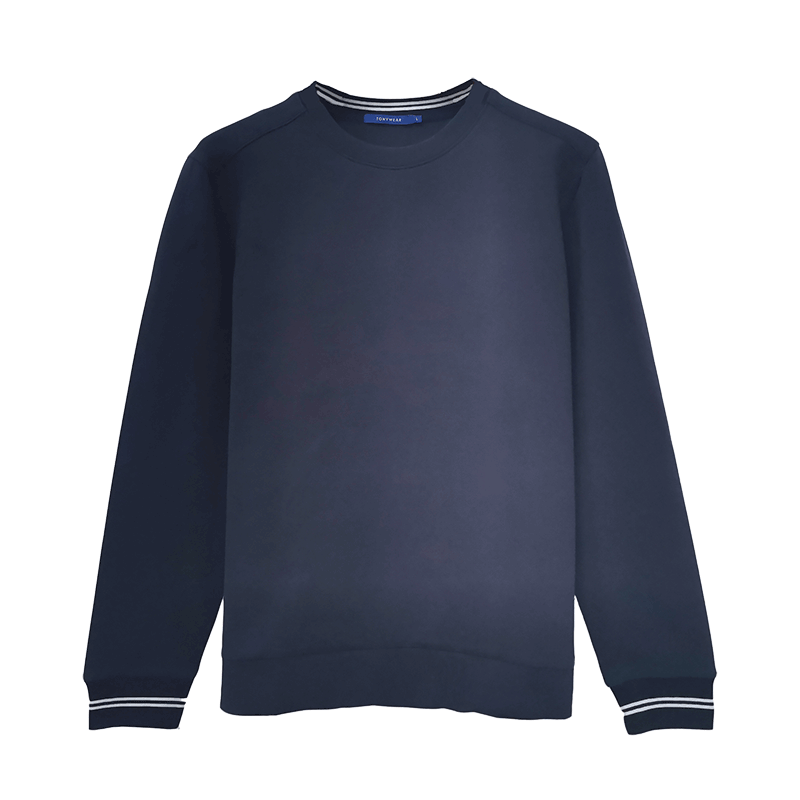 TONY WEAR/汤尼威尔春秋男士纯色罗纹口撞色织带圆领套头卫衣上衣