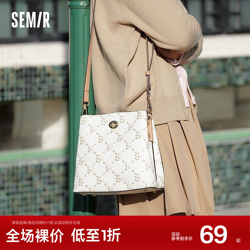 森马包包女水桶包2025新款时髦复古老花斜挎包大容量通勤单肩包潮,箱包皮具/热销女包/男包,水桶包,淘宝优惠券,粉丝福利购,淘宝优惠卷