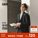 新款 外套寬松 通勤易打理基礎百搭2025春季 森馬休閑西服男黑色西裝