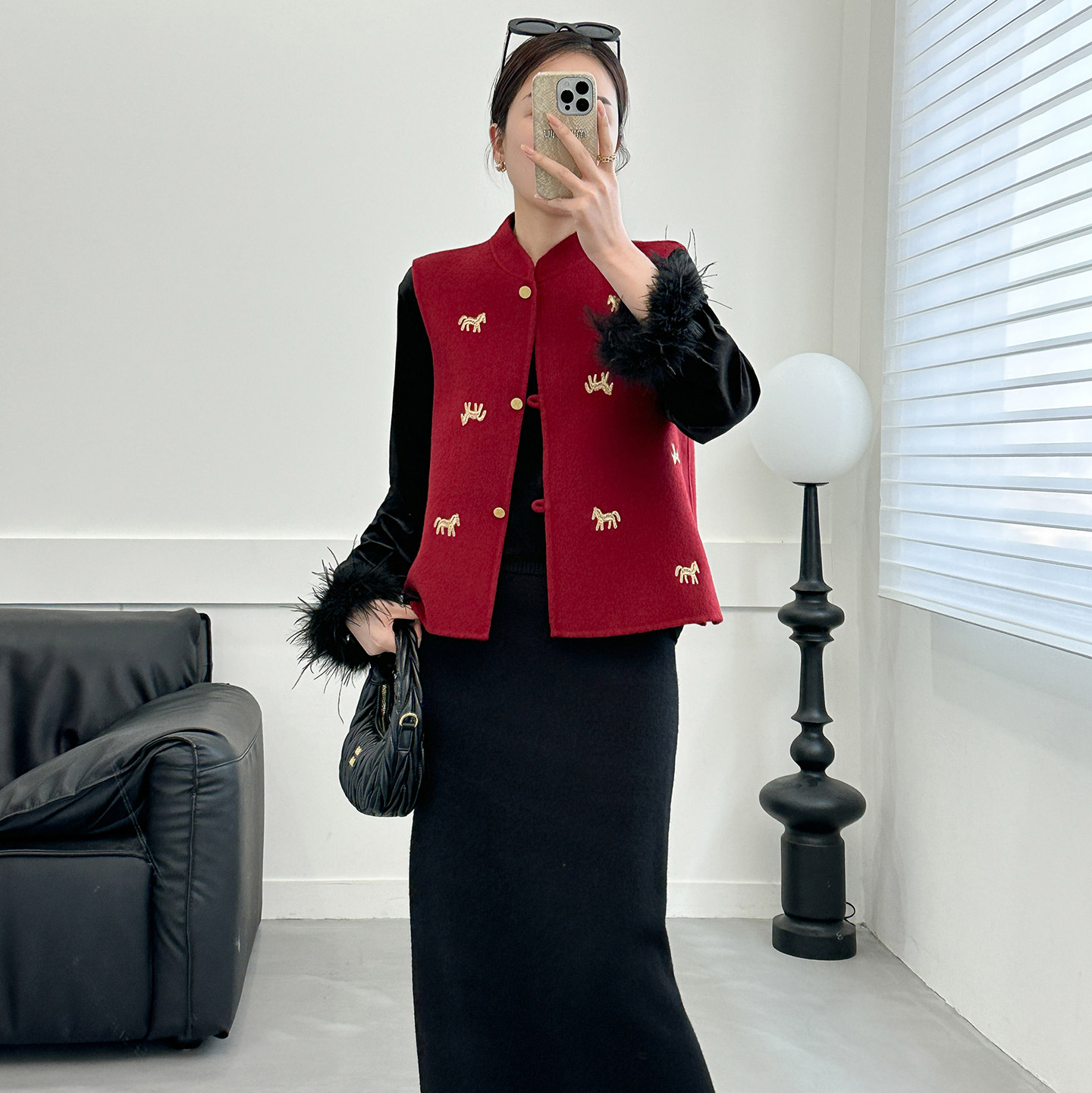 新中式红色小马刺绣毛呢马甲女2026新款国风双面羊毛短款外套,女装/女士精品,毛呢外套,淘宝优惠券,粉丝福利购,淘宝优惠卷