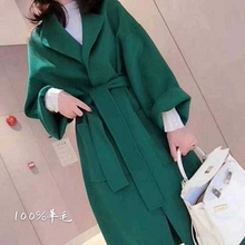 双面羊绒大衣女中长款 韩版 纯手工羊毛赫本风毛呢外套 2022新款 反季