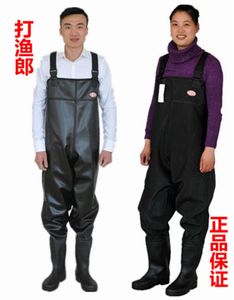 包邮打渔郎加厚半身下水裤防水衣服雨裤皮叉捕鱼钓鱼渔裤连体雨鞋