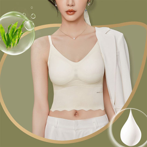 无痕女海藻乳胶杯中长款内衣