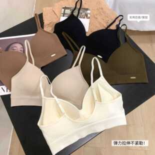 新款 春夏月牙型托胸细肩带文胸莫代尔吊带固定无钢圈U型美背内衣