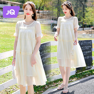 孕妇连衣裙套装夏装高级感仙女裙子中长款时尚洋气两件套时髦
