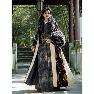 2026原创汉服裘衣男女同款大氅汉服加绒半袖外套披袄毛领秋冬明制