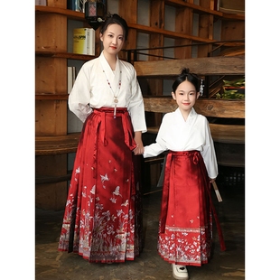 2026织金仿妆花马面裙母女装姐妹装汉服套装高端中秋节女童古风敬