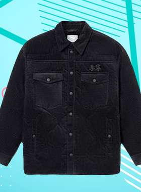 李宁正品冬季新款男子刺绣宽松保暖灯芯绒中长款棉服外套AFMR459