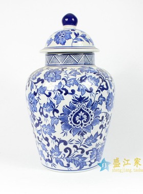 景德镇陶瓷时尚风摆件手工将军罐