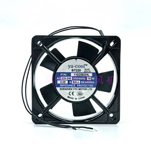 ya-cool BT220 11025B2HL AC220-240V 19W 0.09A 轴流风扇 11厘米