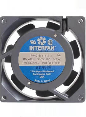 INTERFAN全新现货 PM018-115-3B 80*80*25散热风扇115V 8.2W风机