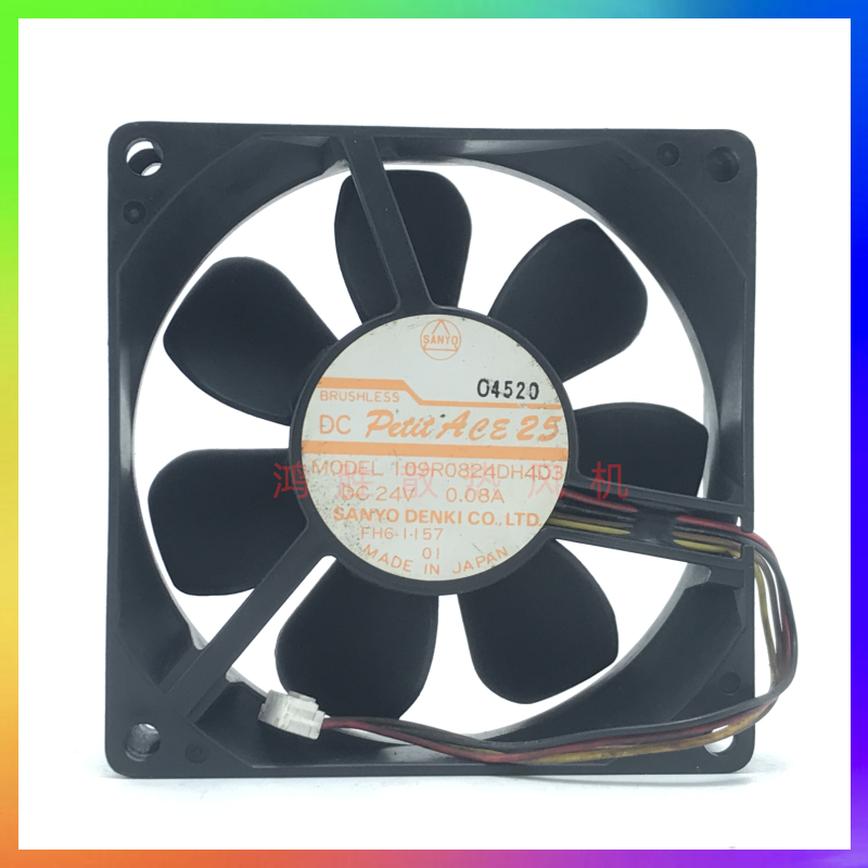 三洋 109R0824DH4D3 24V 0.08A 8cm 8025 双滚珠 变频器 轴流风扇
