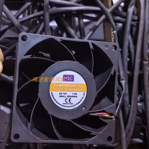 HSC散热风扇DC12V 1.0A 8038大风量变频器风扇BCY8038B12M