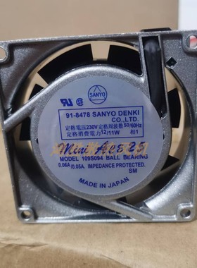 三洋Sanyo 91-8478 109S094 230V 0.06A 8025铝机散热风扇