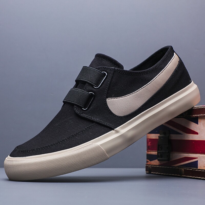 宝达男鞋春季新款软底百搭帆布鞋时尚一脚蹬懒人鞋潮流休闲鞋板鞋