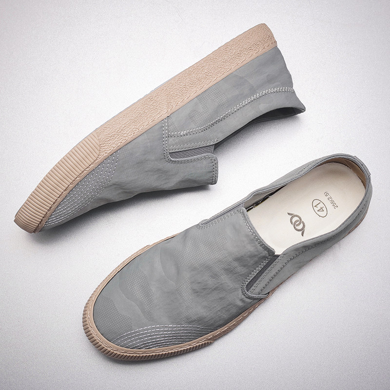 布鞋男鞋春季新款透气防臭一脚蹬老北京潮鞋子软底男士休闲帆布鞋