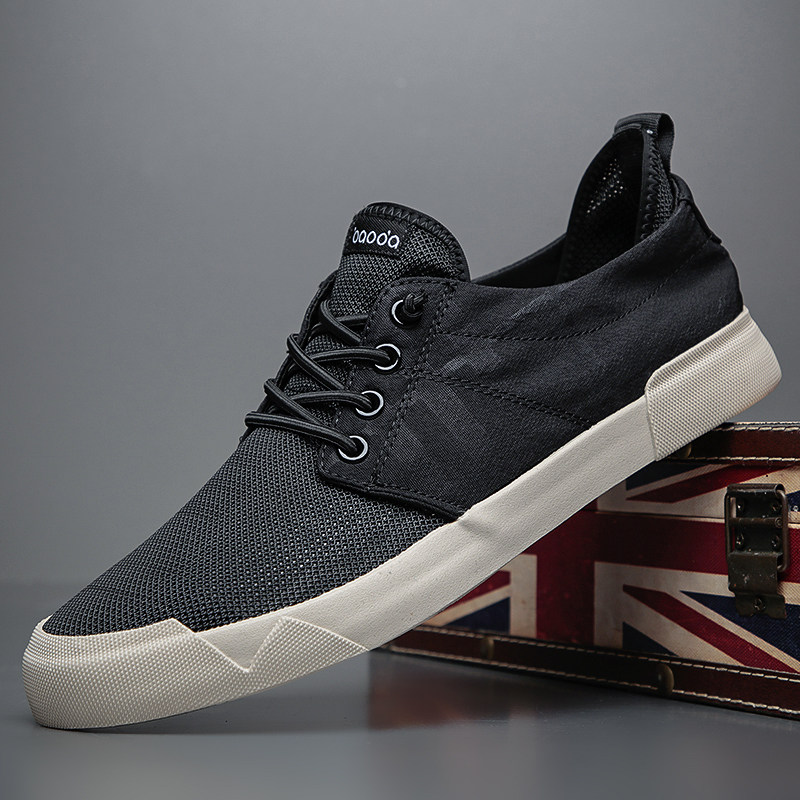 飞织网面男鞋子春季透气男士帆布鞋休闲网眼薄款防臭板鞋潮鞋软底