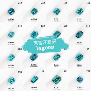 【1ct左右Lagoon】阿富汗天然蓝绿碧玺裸石精切戒面拉贡精品宝石