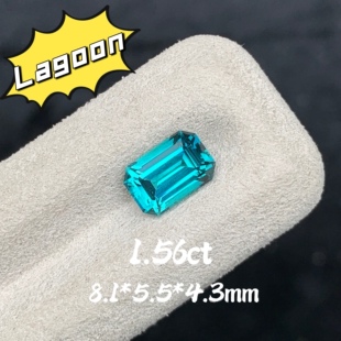1.56ct天然蓝绿碧玺裸石阿富汗Lagoon碧玺小八角切割戒面彩色宝石