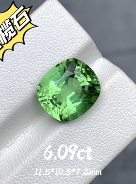 6.09ct缅甸天然橄榄石裸石戒面大克拉绿色宝石珠宝彩宝定制苹果绿