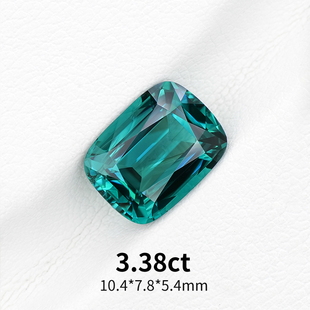 3.38ct阿富汗天然蓝绿碧玺枕形Lagoon碧玺裸石精切戒面珠宝定制