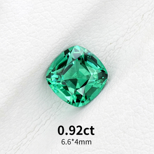 0.92ct小克拉戒面蓝绿碧玺阿富汗lagoon碧玺裸石方枕精切彩宝定制