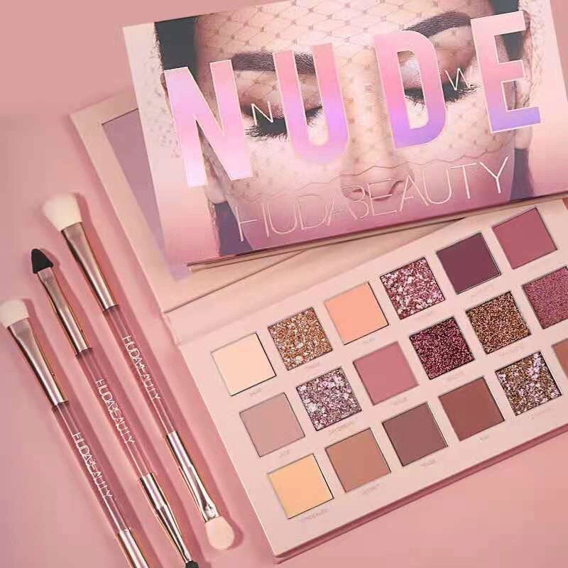 HUDA Beauty 16色沙漠玫瑰粉综盘眼影大地色仙女斩男消肿淡妆约会