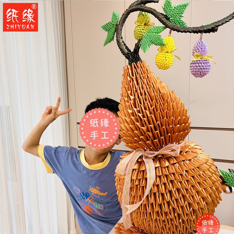 手工折纸葫芦三角插吉祥物手工礼物摆件折纸材料包福禄寿如意摆件