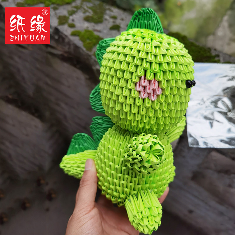 纸缘手工卡通恐龙三角插折纸益智材料包学生创意手作礼物实拍教程