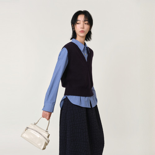 AS 利落翻领蓝条纹长袖衬衫女 26 冬通勤显瘦宽松百搭衬衣质感
