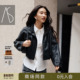复古机车风黑色短款 AS酷飒皮衣女26春季 新款 皮衣立领拉链夹克外套