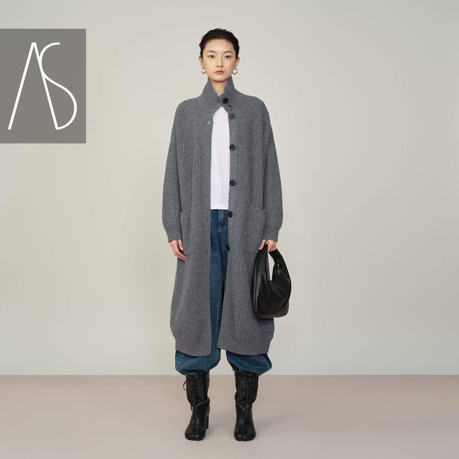 AS新款宽松慵懒风毛衣针织开衫