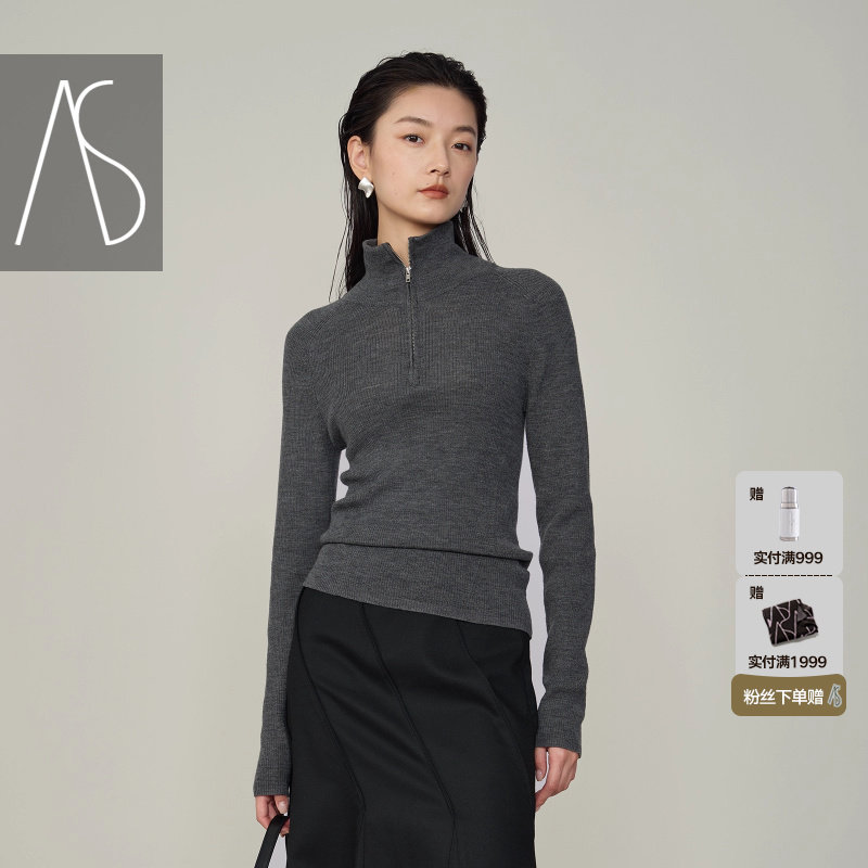 AS半拉链毛衣小立领保暖显瘦上衣