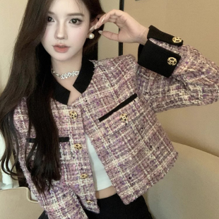 小香风粗花呢外套女秋冬法式 上衣 富家千金名媛气质小个子百搭短款