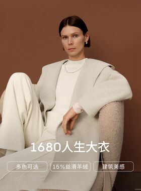 【麦家1680人生】MM15%+浴袍斗篷毛呢大衣短款2025冬新5GA970371